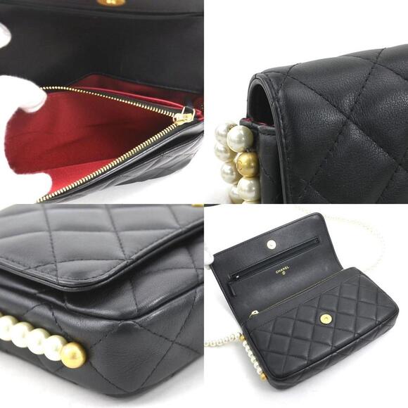 CHANEL Black Pearl Lambskin Leather Wallet - Picture 3 of 5
